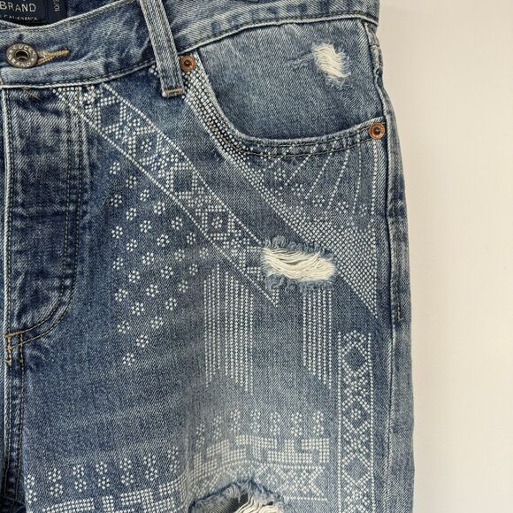 Lucky Brand Jeans Blue Sienna Slim Boyfriend Distressed Ripped Boho Tribal 10/30 - Picture 6 of 16